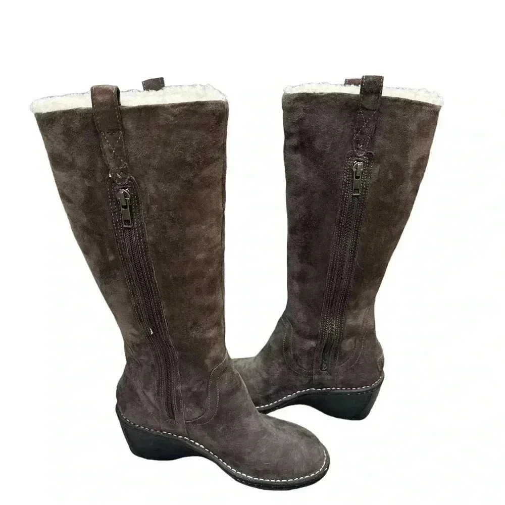 UGG Australia Hartley Chocolate Brown Suede Tall Boots Sz 7 - Picture 5 of 9